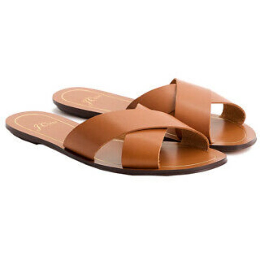 J.Crew Leather Vachetta Criss Cross Sandals Sz 7